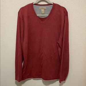 Ruff Hewn Red V-Neck Sweater with Long Sleeves